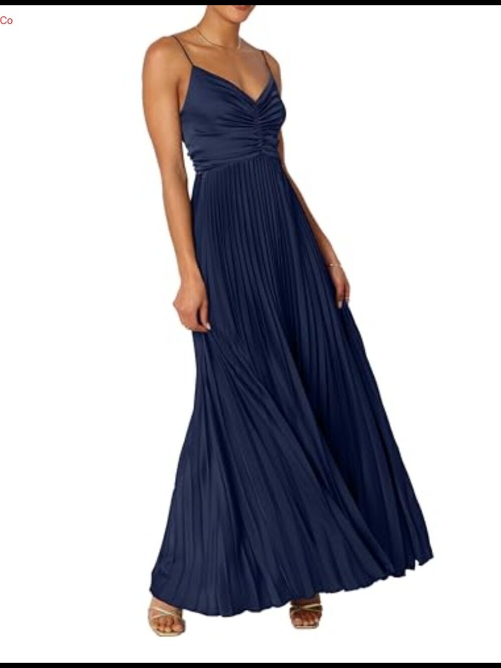 Plisse Maxi Dress Adjustable Spaghetti Strap Square Neck Formal Wedding Guest
